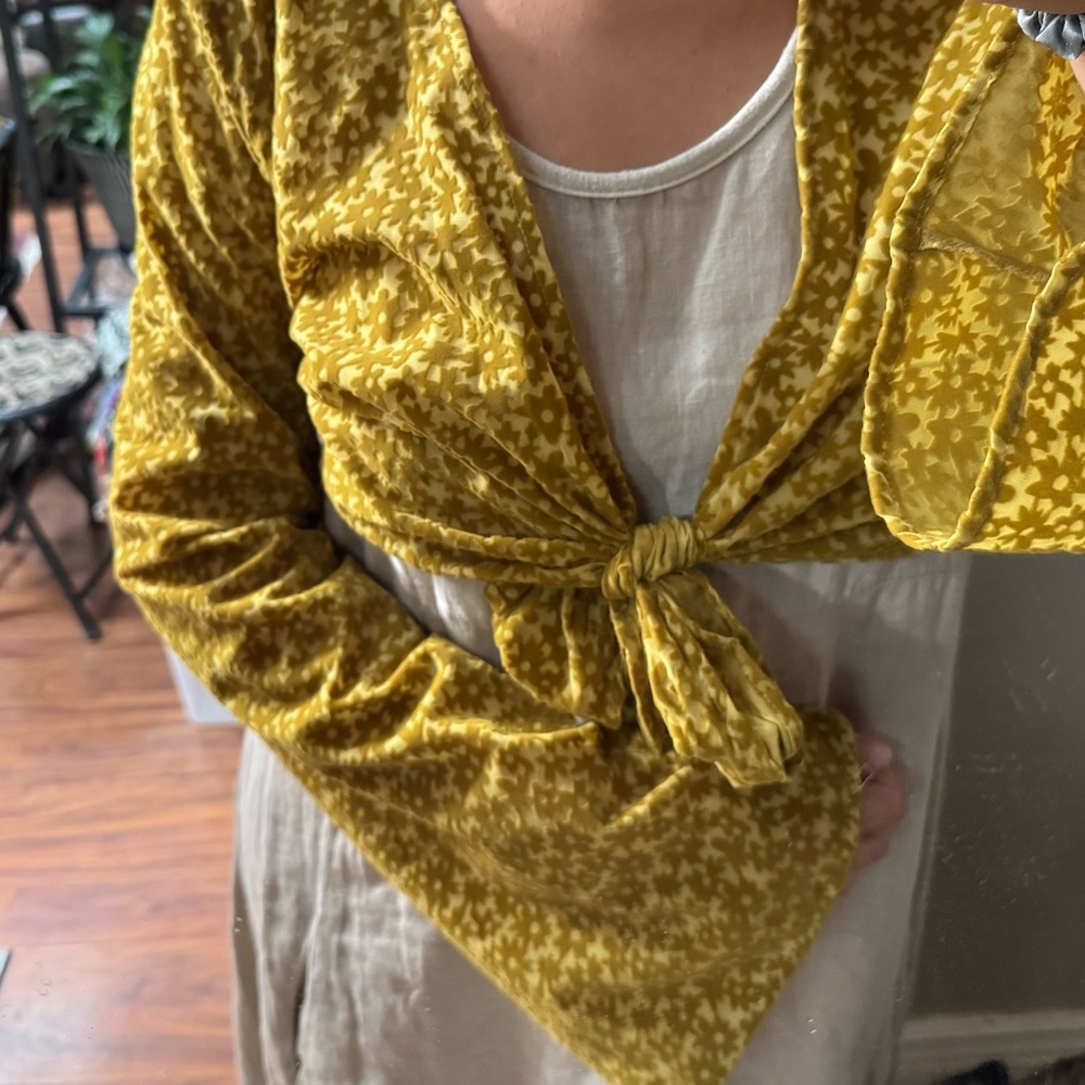 Yellow Floral Tie-Front Top